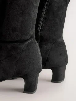 Next Black Extra Wide Fit Forever Comfort® Chisel Toe Knee Sock Boots Sale