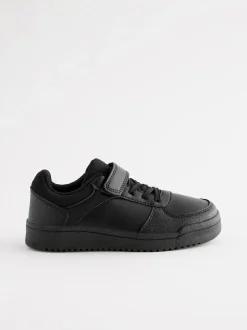 Next Black Extra Wide Fit (H) 1 Strap Elastic Lace School Trainers Sale