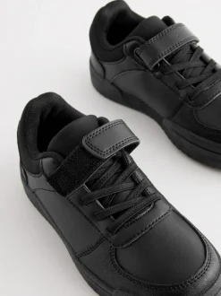Next Black Extra Wide Fit (H) 1 Strap Elastic Lace School Trainers Sale