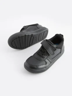 Next Black Extra Wide Fit (H) Elastic Lace School Trainers