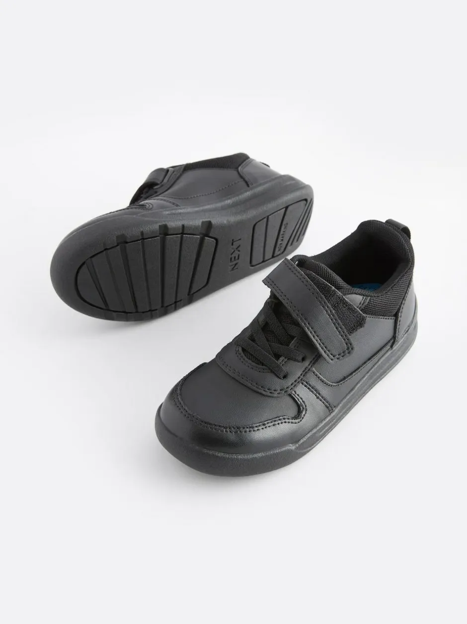 Next Black Extra Wide Fit (H) Elastic Lace School Trainers