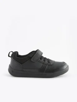 Next Black Extra Wide Fit (H) Elastic Lace School Trainers