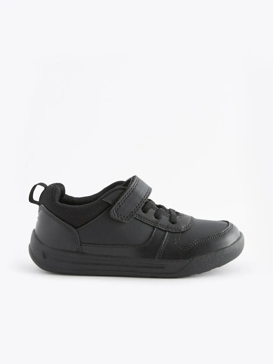 Next Black Extra Wide Fit (H) Elastic Lace School Trainers