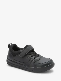 Next Black Extra Wide Fit (H) Elastic Lace School Trainers