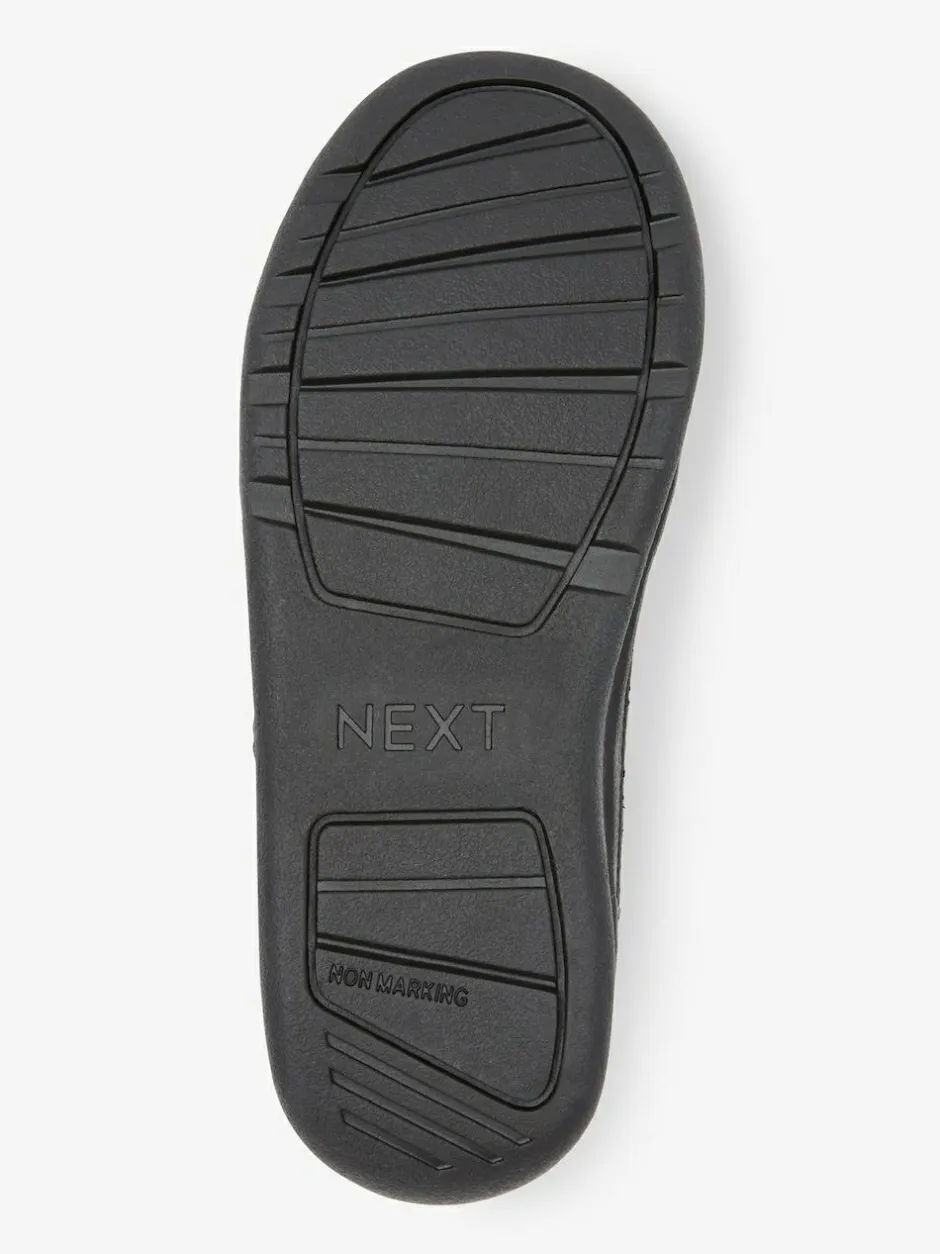 Next Black Extra Wide Fit (H) Elastic Lace School Trainers