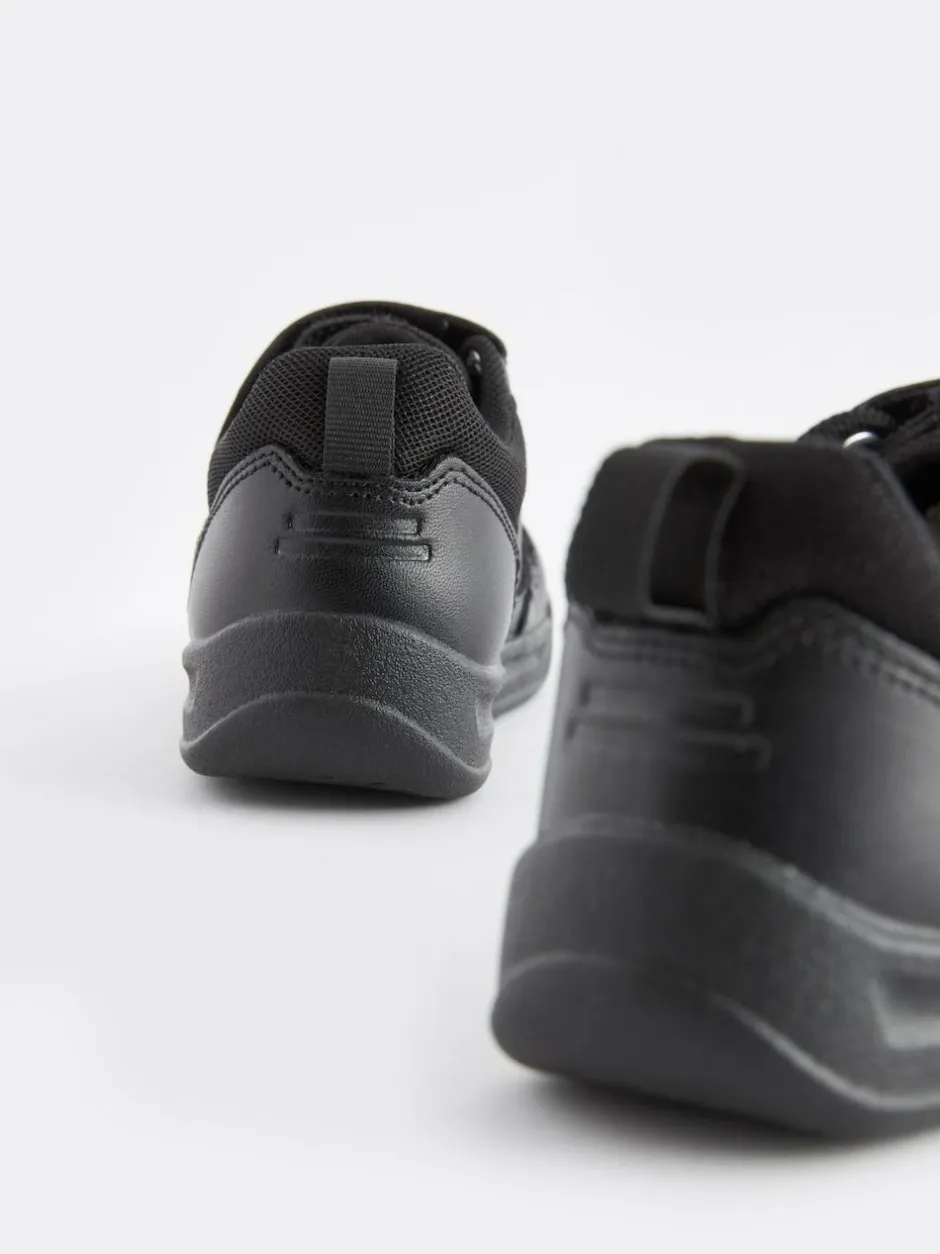 Next Black Extra Wide Fit (H) Elastic Lace School Trainers