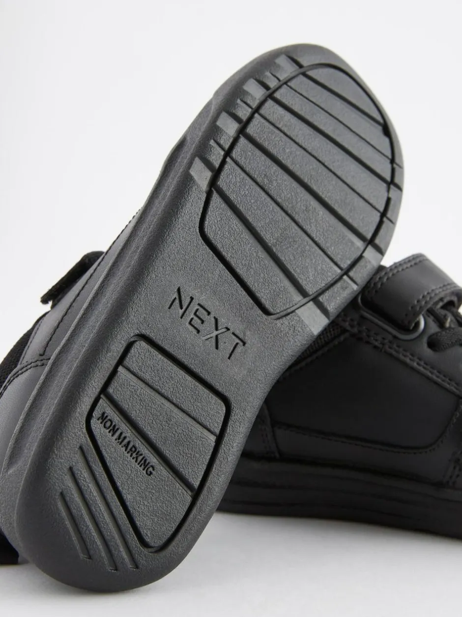 Next Black Extra Wide Fit (H) Elastic Lace School Trainers