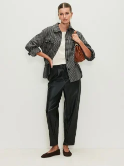 Next Faux Leather Barrel Leg Trousers Black Online
