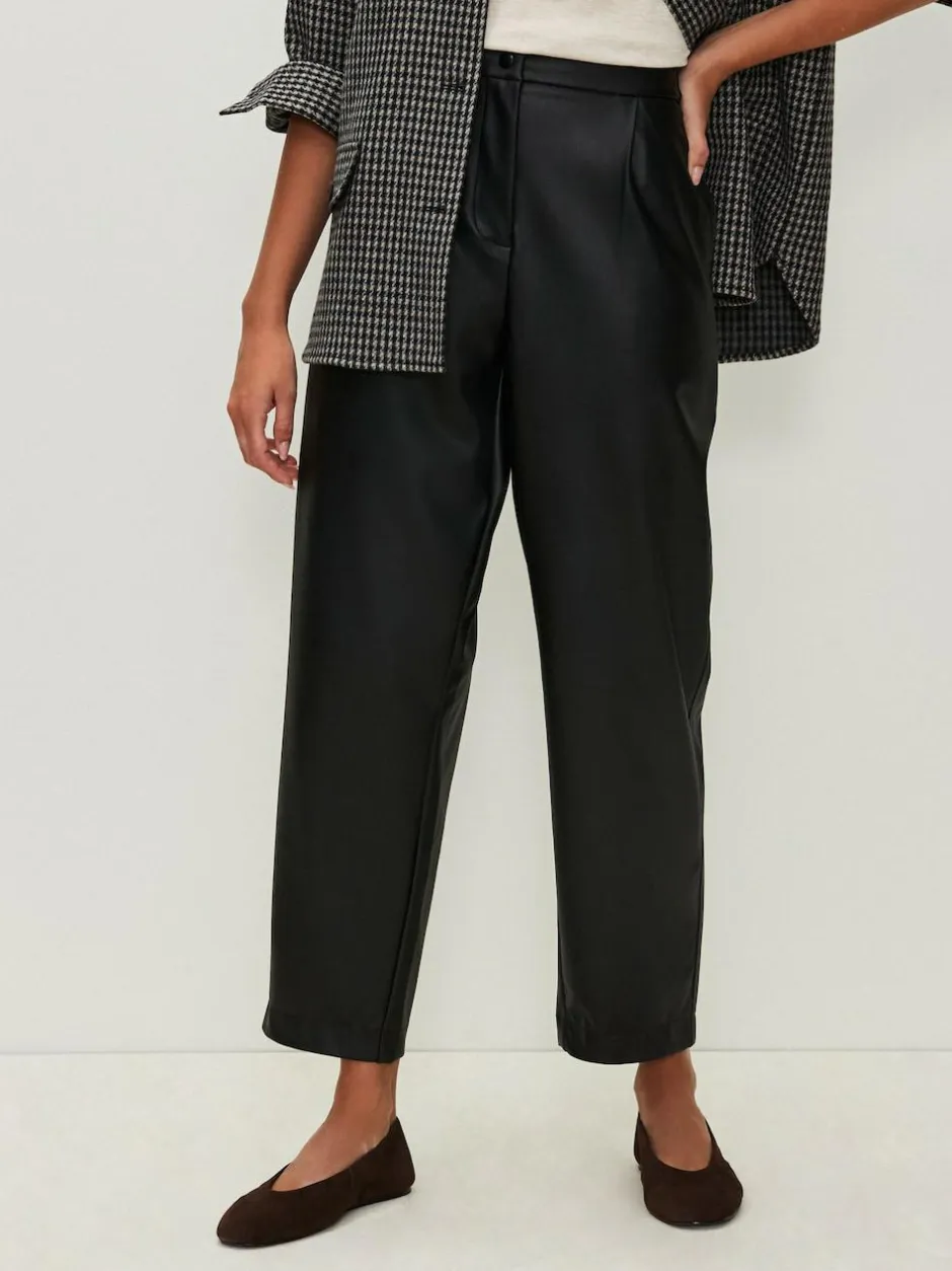 Next Faux Leather Barrel Leg Trousers Black Online