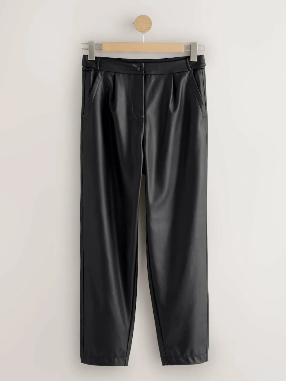Next Faux Leather Barrel Leg Trousers Black Online