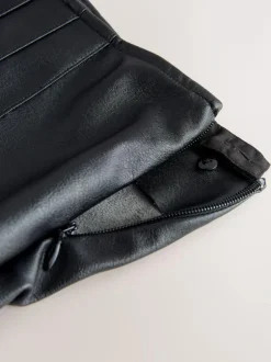 Next Faux Leather Midi Kilt Skirt Black Hot