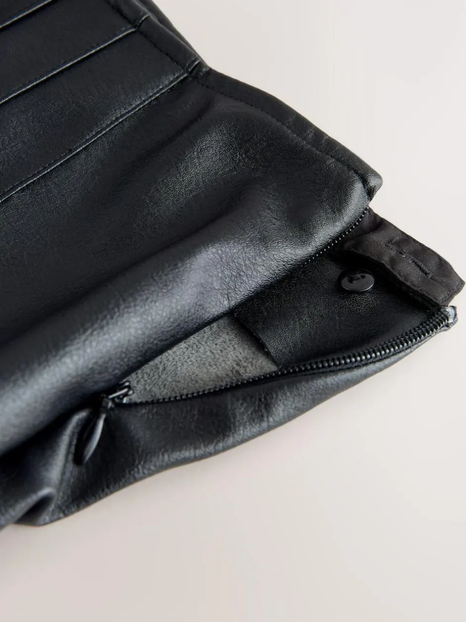 Next Faux Leather Midi Kilt Skirt Black Hot