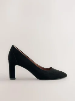 Next Forever Comfort® Round Toe Block Court Heels Black Faux Suede Hot