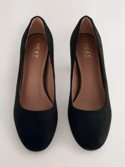 Next Forever Comfort® Round Toe Block Court Heels Black Faux Suede Hot