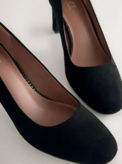 Next Forever Comfort® Round Toe Block Court Heels Black Faux Suede Hot