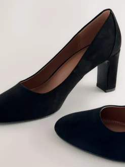 Next Forever Comfort® Round Toe Block Court Heels Black Faux Suede Hot