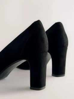 Next Forever Comfort® Round Toe Block Court Heels Black Faux Suede Hot