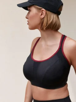 Next F-K Ultimate Support Cushioned Comfort Wired High Impact Sports Bra Black New