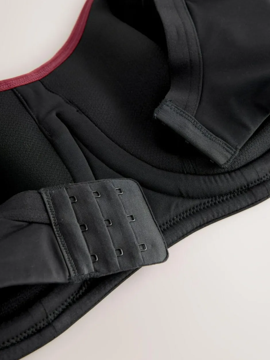 Next F-K Ultimate Support Cushioned Comfort Wired High Impact Sports Bra Black New