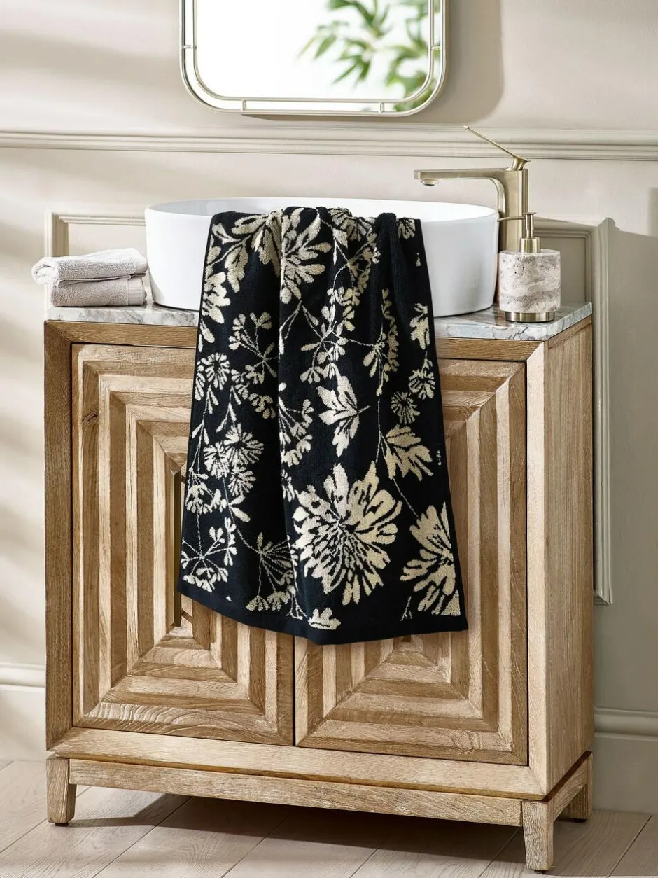Next Black Floral 100% Cotton Towel Clearance