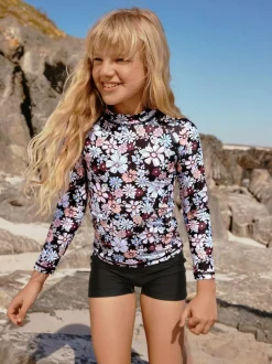 Next Long Sleeve Sunsafe Rash Vest And Shorts Set (3-16yrs) Black Floral Sale