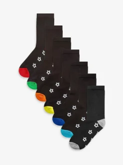 Next Cotton Rich Cushioned Socks 7 Pack Black Football Sale