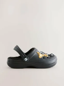 Next Warm Lined Slipper Clogs Black Football Print Online