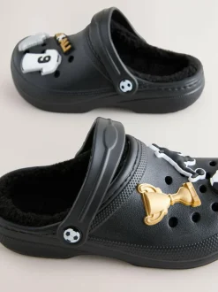 Next Warm Lined Slipper Clogs Black Football Print Online
