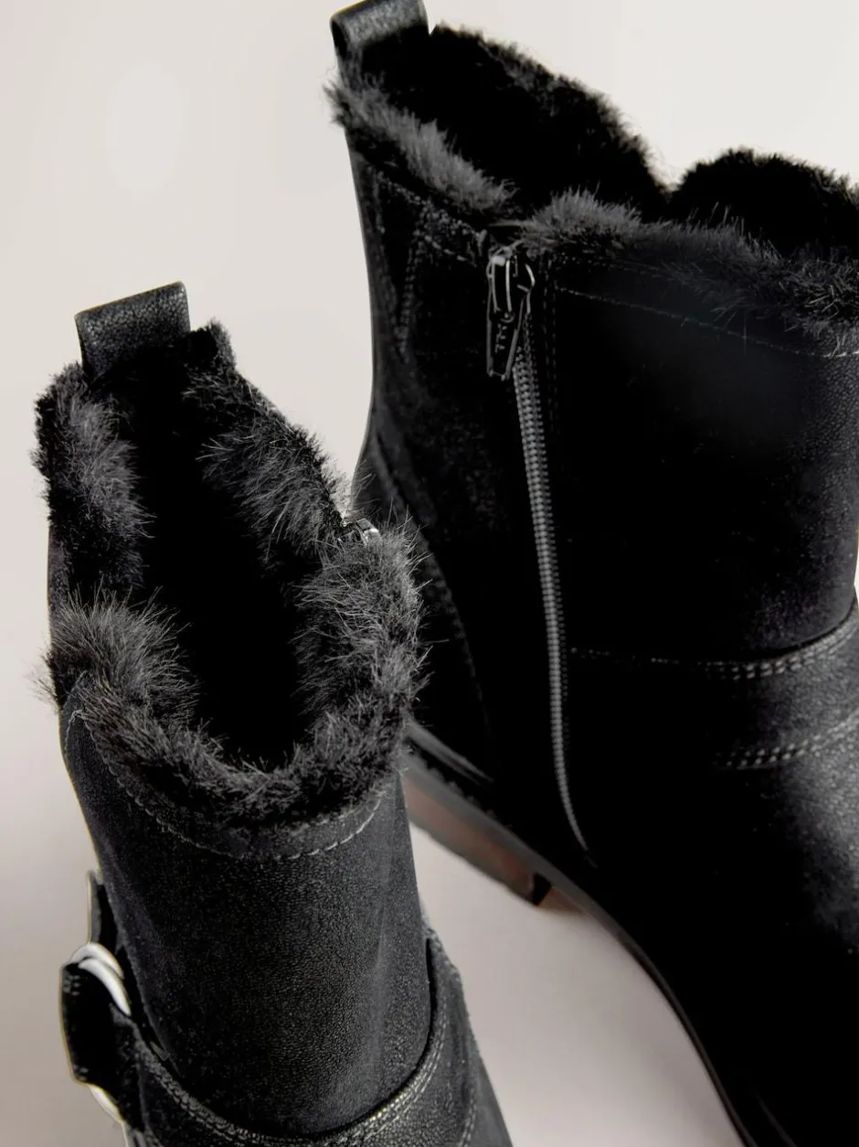 Next Forever Comfort® Faux Fur Hardware Ankle Boots Black Hot
