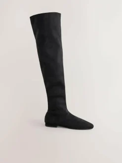 Next Black Forever Comfort® Flat Sock Over The Knee Boots