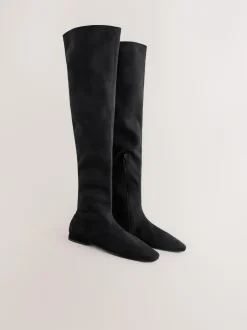 Next Black Forever Comfort® Flat Sock Over The Knee Boots