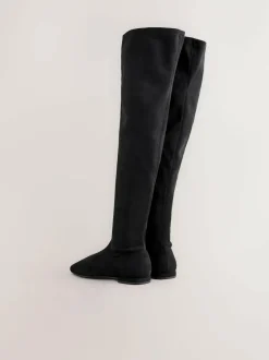 Next Black Forever Comfort® Flat Sock Over The Knee Boots