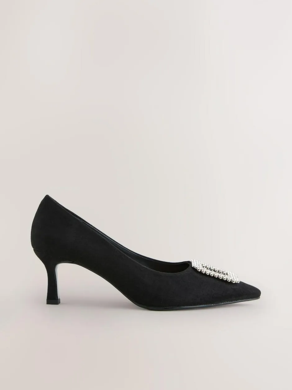 Next Black Forever Comfort Jewel Trim Pointed Court Heels New
