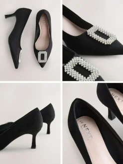 Next Black Forever Comfort Jewel Trim Pointed Court Heels New