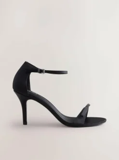 Next Forever Comfort® Mini Satin Bow Heeled Sandals Black Clearance