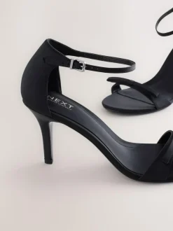 Next Forever Comfort® Mini Satin Bow Heeled Sandals Black Clearance