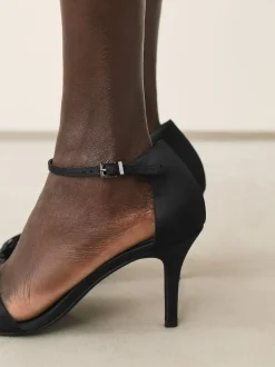 Next Forever Comfort® Mini Satin Bow Heeled Sandals Black Clearance