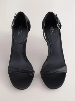 Next Forever Comfort® Mini Satin Bow Heeled Sandals Black Clearance