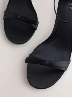 Next Forever Comfort® Mini Satin Bow Heeled Sandals Black Clearance