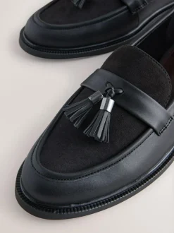 Next Black Forever Comfort Tassel Round Toe Loafers Outlet
