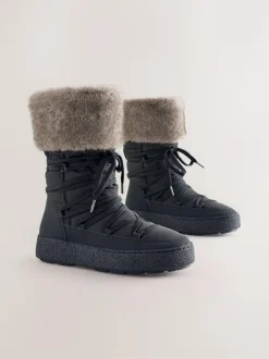 Next Black Forever Comfort® Water Repellent Finish Faux Fur Lined Boots Hot