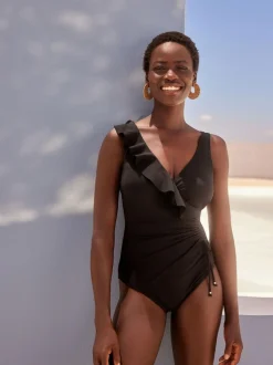 Next Black Frill Wrap Tummy Shaping Control Swimsuit Discount