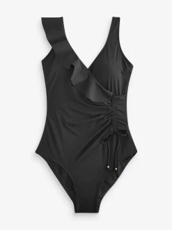 Next Black Frill Wrap Tummy Shaping Control Swimsuit Discount