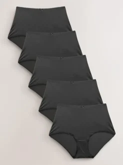 Next Full Brief Microfibre Knickers 5 Pack Black Online