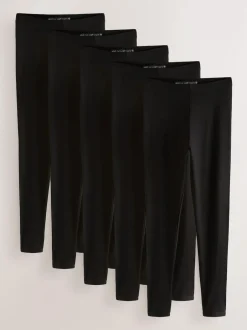 Next Black Full Length Leggings 5 Pack New
