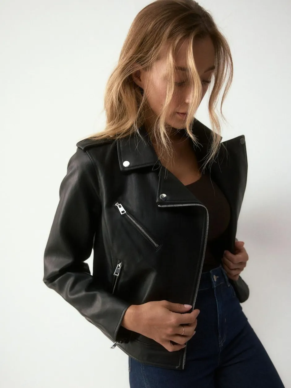 Next Black Fuller Bust Faux Leather Biker Jacket Best