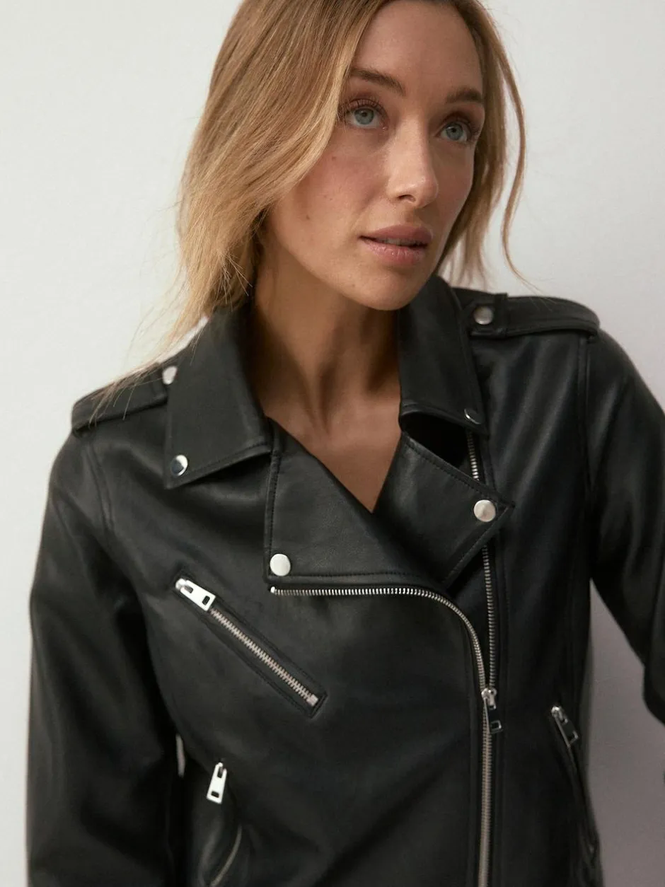 Next Black Fuller Bust Faux Leather Biker Jacket Best