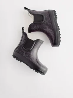 Next Black Glitter Chelsea Wellies Clearance