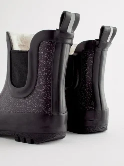 Next Black Glitter Chelsea Wellies Clearance