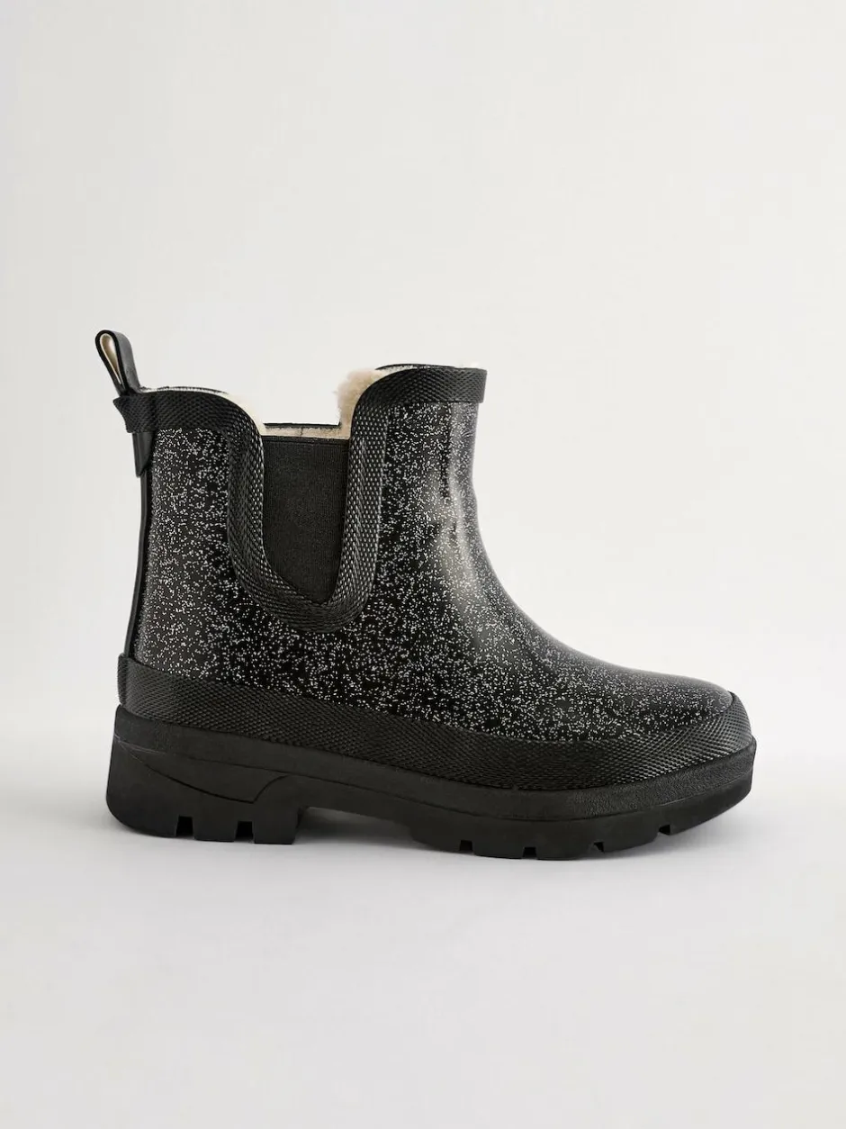 Next Black Glitter Chelsea Wellies New